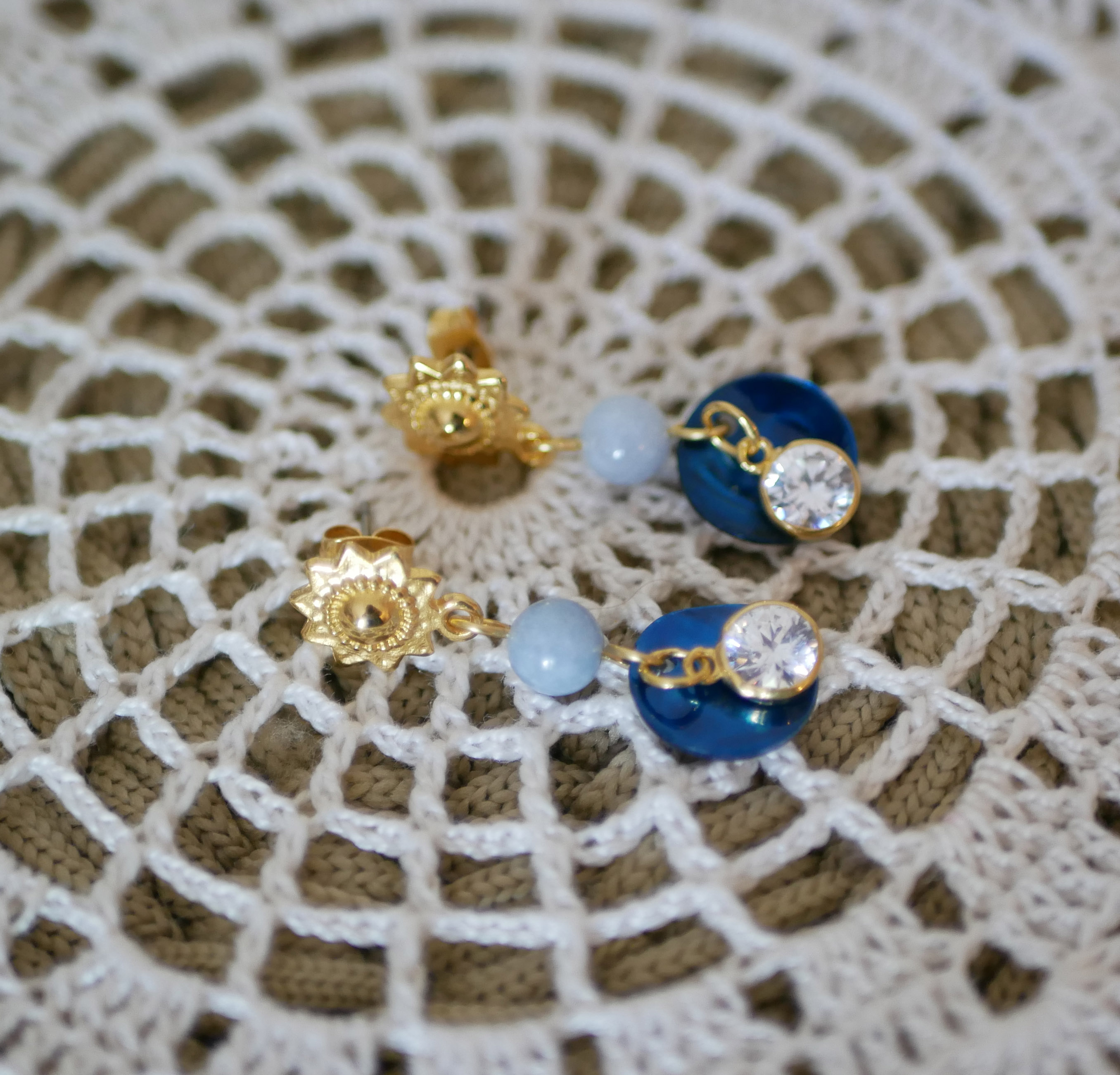 Boucles d'oreilles collection "Les nacrées" Bleu