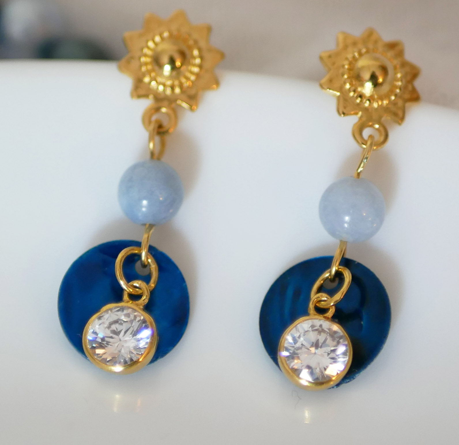 Boucles d'oreilles collection "Les nacrées" Bleu