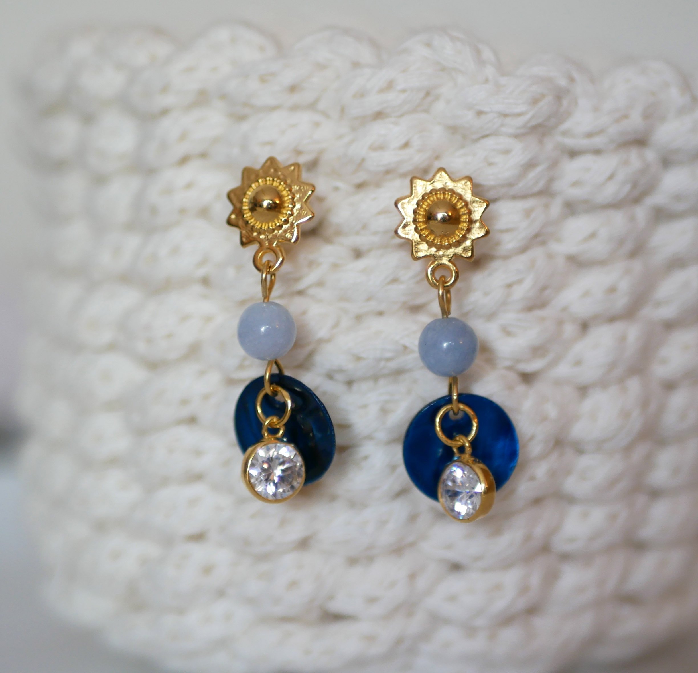 Boucles d'oreilles collection "Les nacrées" Bleu