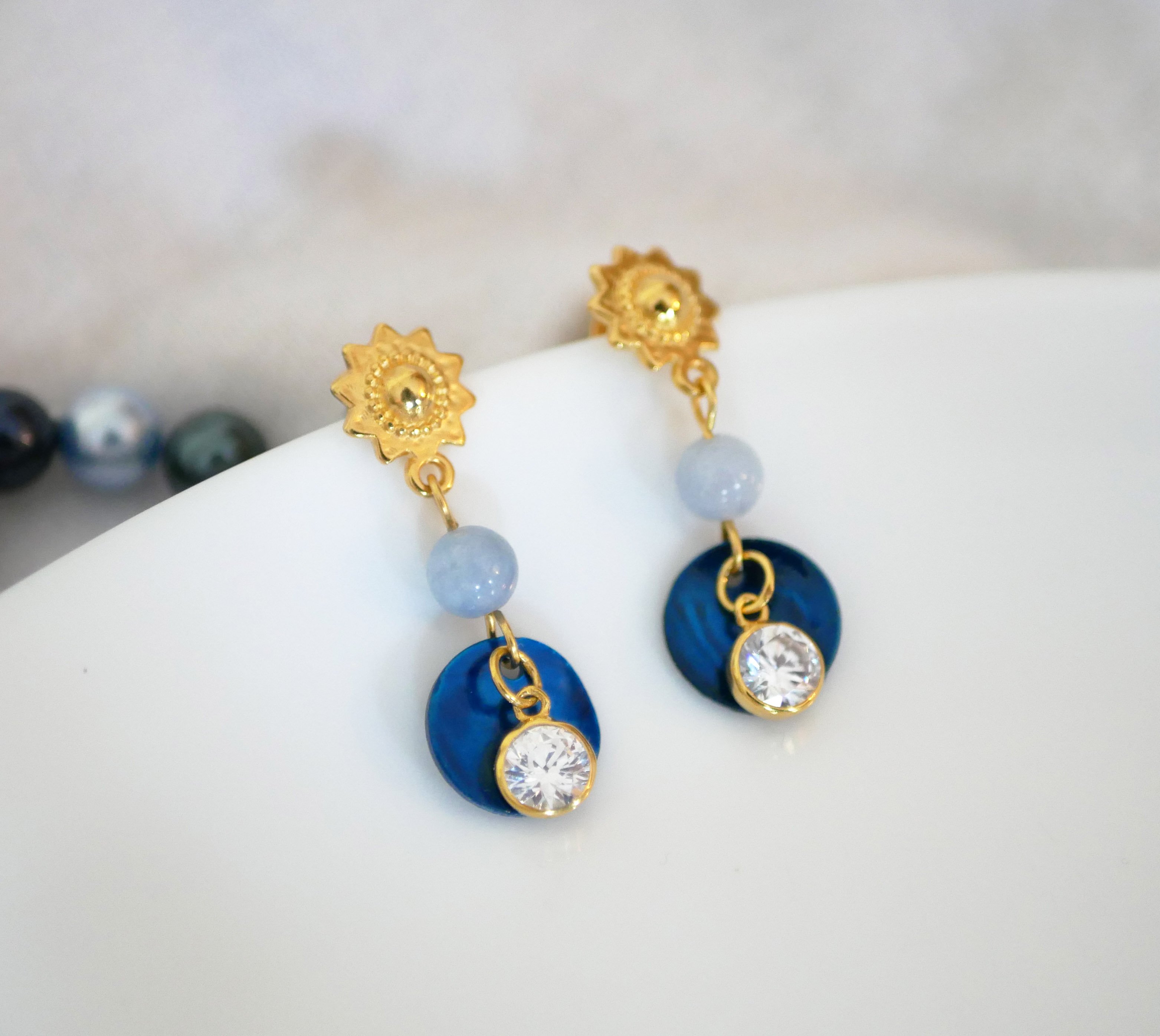 Boucles d'oreilles collection "Les nacrées" Bleu