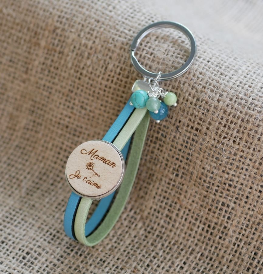 Anneaux porte clefs avec chaînette de couleur argenté, diam. 25 mm -   France
